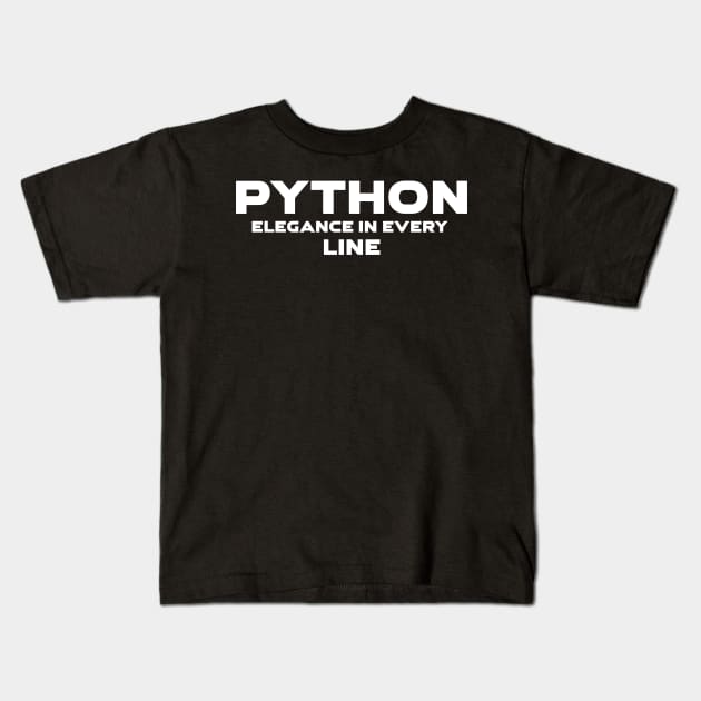 Python Elegance In Every Line Programming Kids T-Shirt by Furious Designs